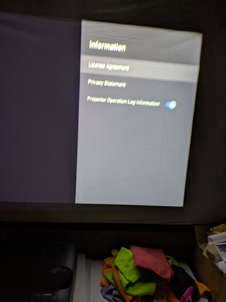Epson information menu on screen