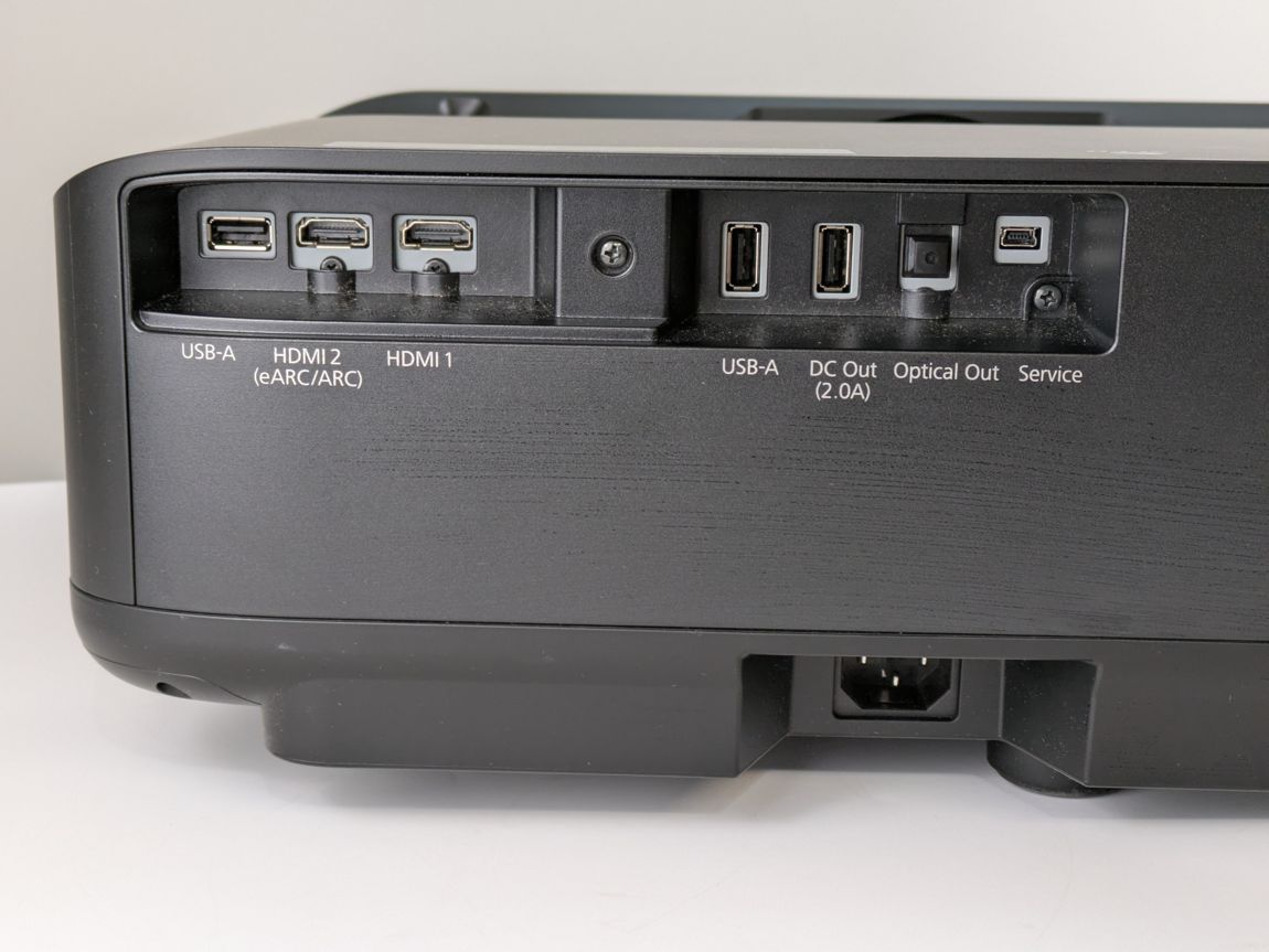 Rear input and output ports of the Epson LS650